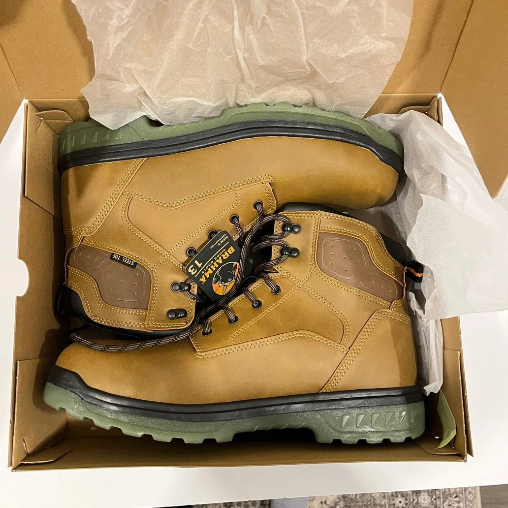 Brahma Combustion Mens Steel Toe Work Boots Tan Brown 596748799 Size 13